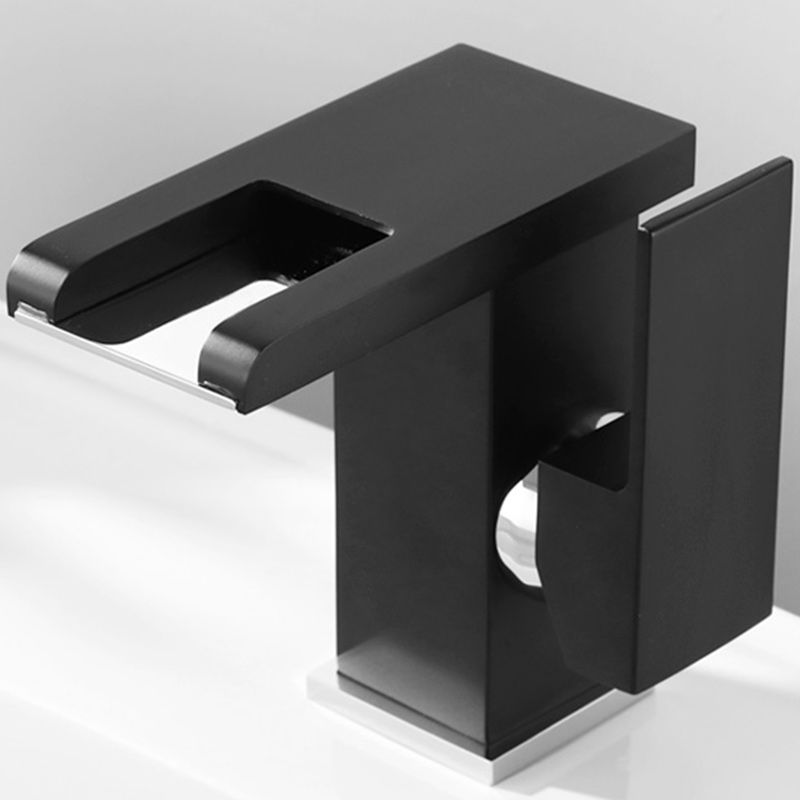 Skorter | Contemporary square vessel tap waterfall spout with LED three-color lighting