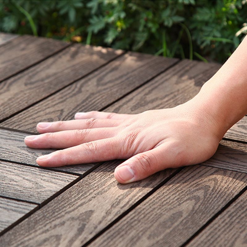 Skorter | 12" X 12" PVC 6-Slat Square Patio Tiles Snap Fit Installation Outdoor Floor Tiles