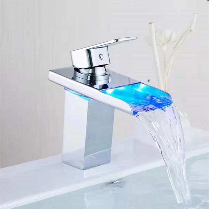 Skorter | Single-Handle Basin Faucet 1-Hole Widely Used Bathroom Sink Faucet with LED Lighting