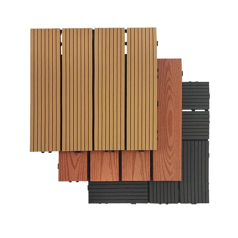Skorter | 12" X 12" 4-Slat Square Deck/Patio Floor Tiles Snap Installation Floor Plank Tiles