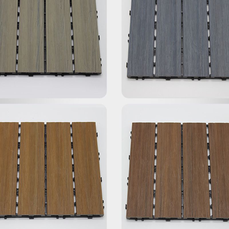 Skorter | 12" X 12" 4-Slat Square PVC Floor Tiles Snap-Fit Installation Floor Tiles