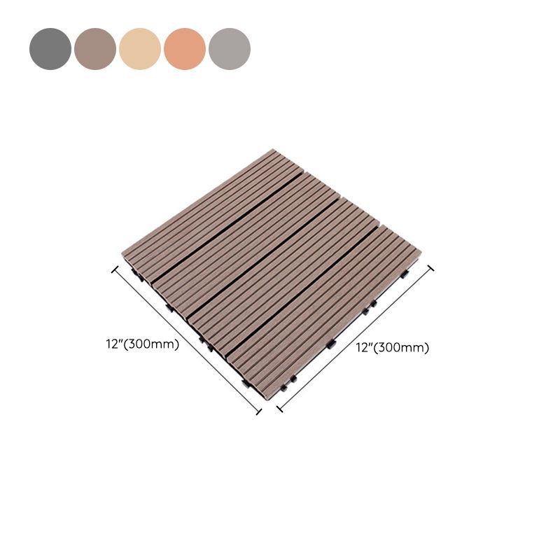 Skorter | 12" X 12" 4-Slat Square Deck/Patio Floor Tiles Snap Installation Floor Plank Tiles