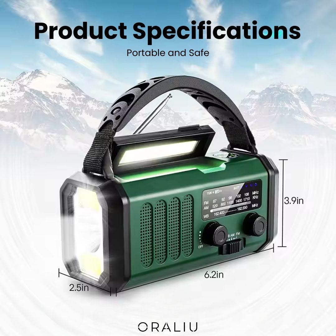 Skorter | Solar Emergency Radio with Power Bank – Hand Crank & LED Torch for Camping and Outdoor Use
