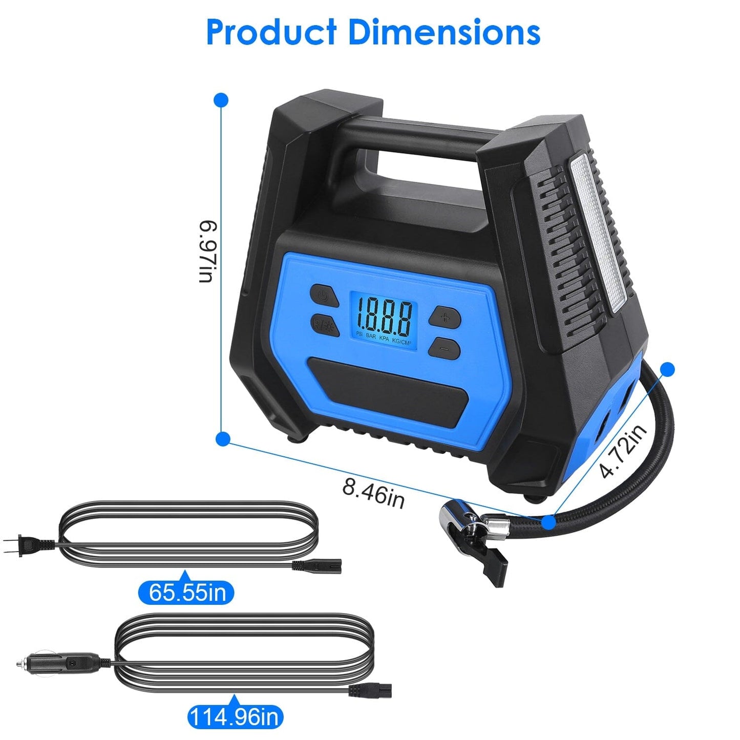 Skorter | 120W Max Power Portable Tire Pump with Digital Display LED Light