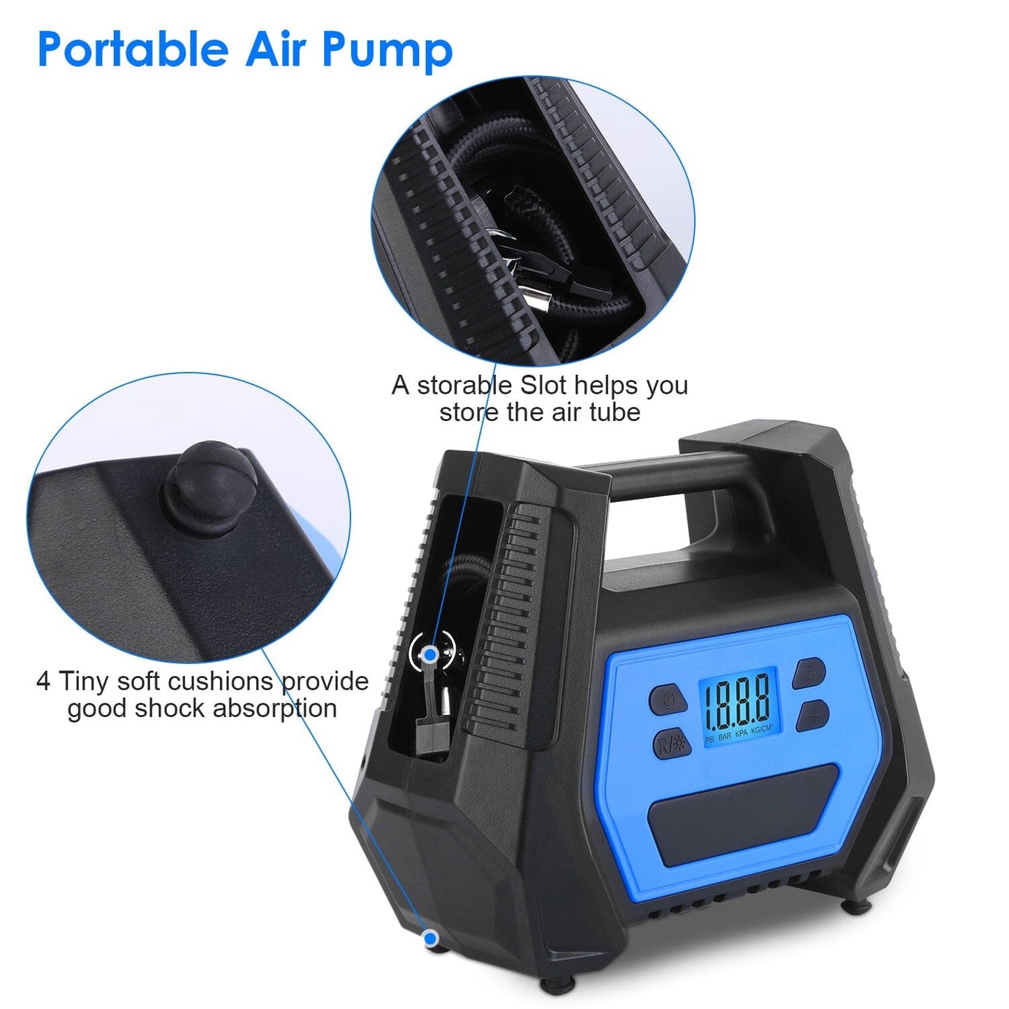 Skorter | 120W Max Power Portable Tire Pump with Digital Display LED Light