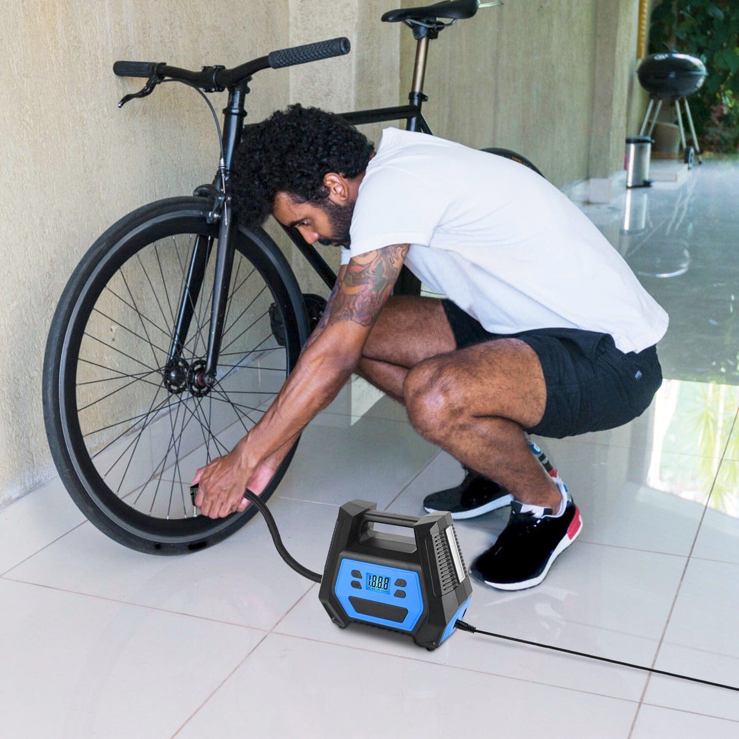 Skorter | 120W Max Power Portable Tire Pump with Digital Display LED Light