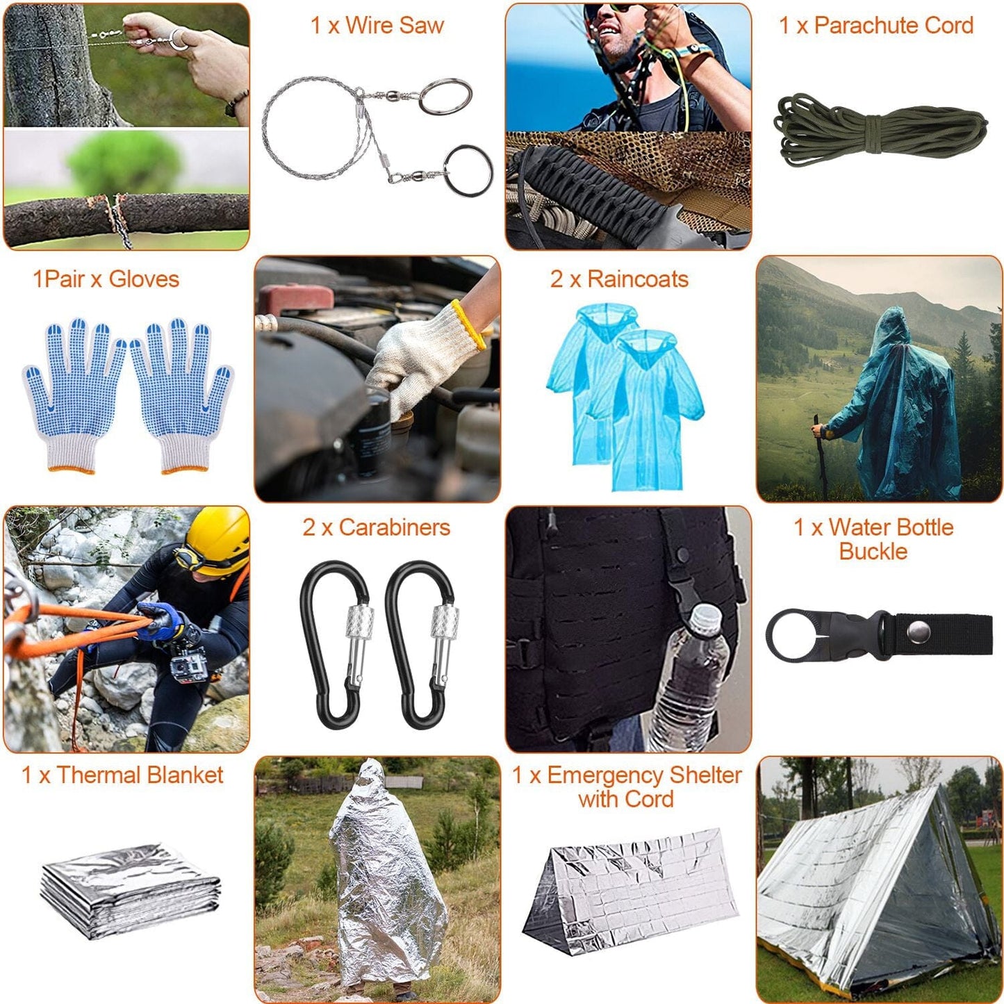Skorter | 125-Pieces: Emergency Survival Gear Tactical for Outdoor Adventures