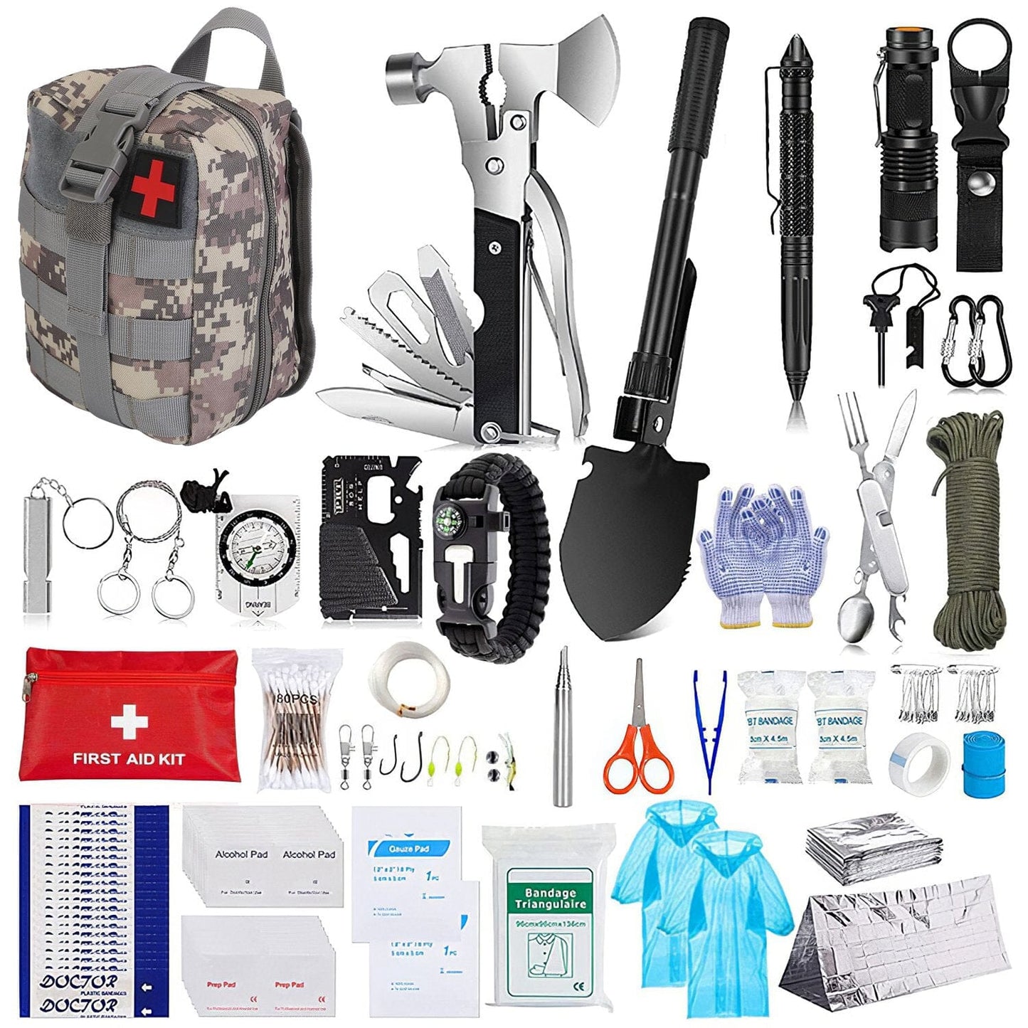 Skorter | 125-Pieces: Emergency Survival Gear Tactical for Outdoor Adventures