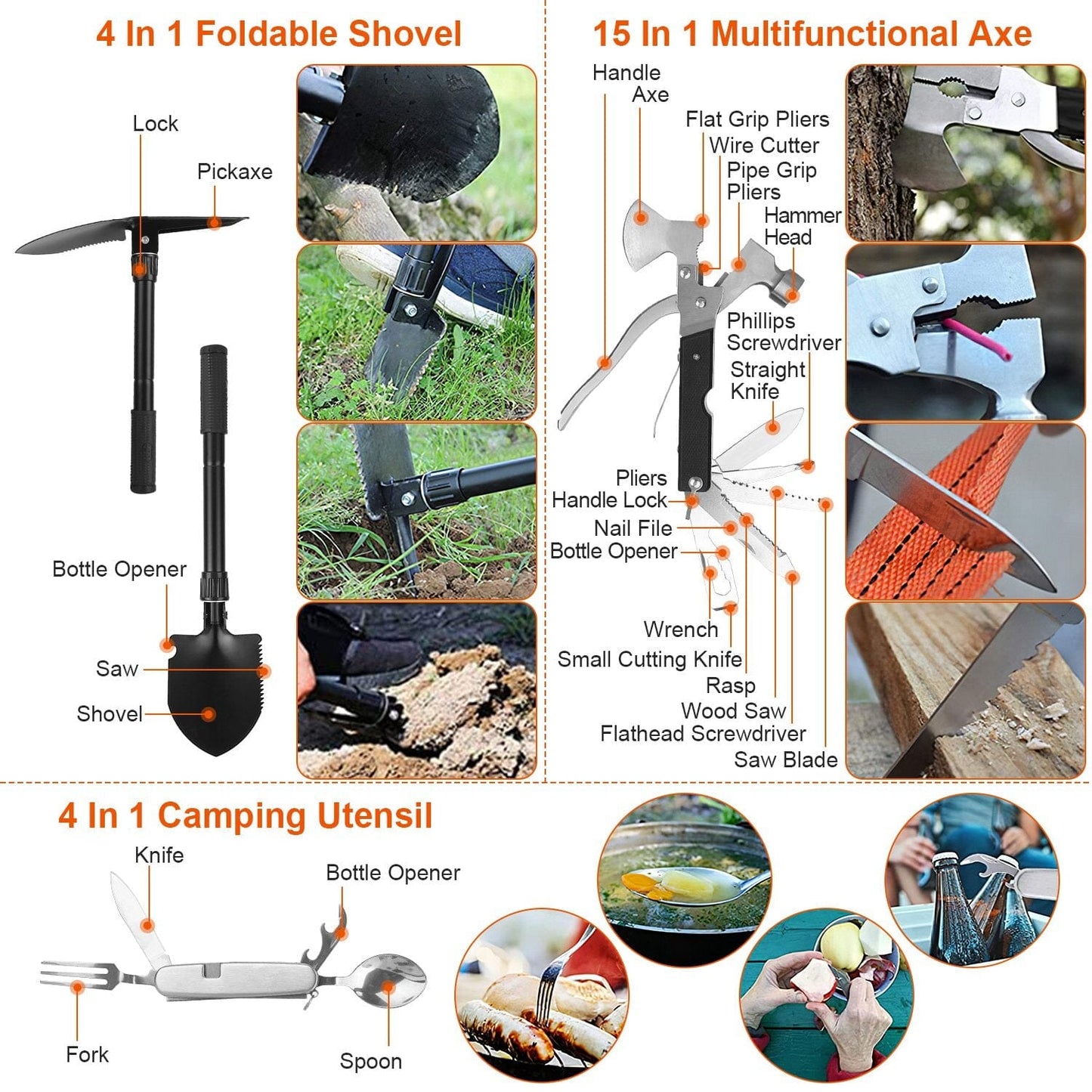 Skorter | 125-Pieces: Emergency Survival Gear Tactical for Outdoor Adventures