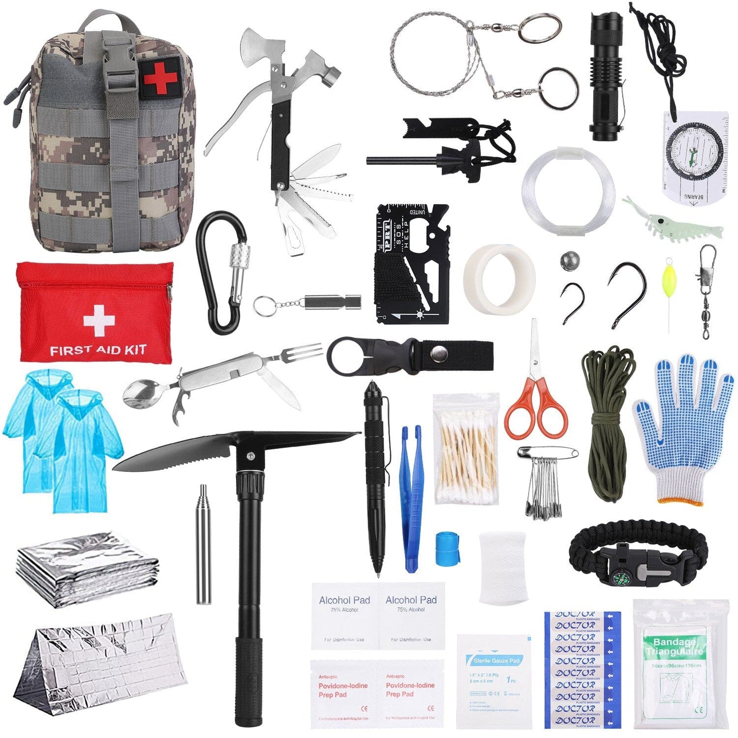 Skorter | 125-Pieces: Emergency Survival Gear Tactical for Outdoor Adventures