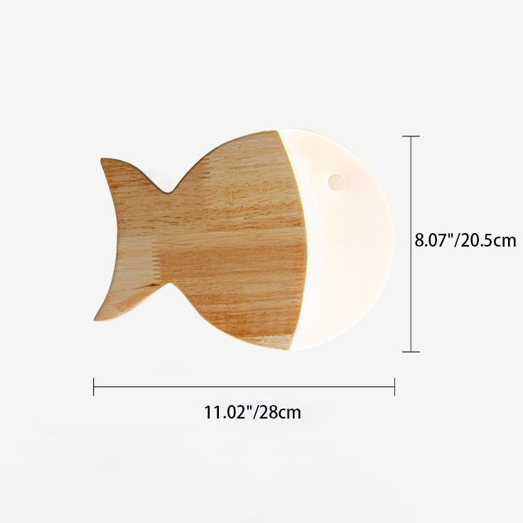 Skorter | Nordic Creative Simple Wood Art Small Fish LED Lamp