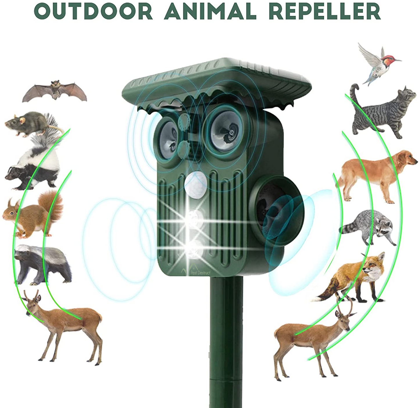 Skorter | Ultrasonic Solar Deer Repeller | 5 Adjustable Modes. Waterproof & Eco-Friendly for Home Gardens and Yards