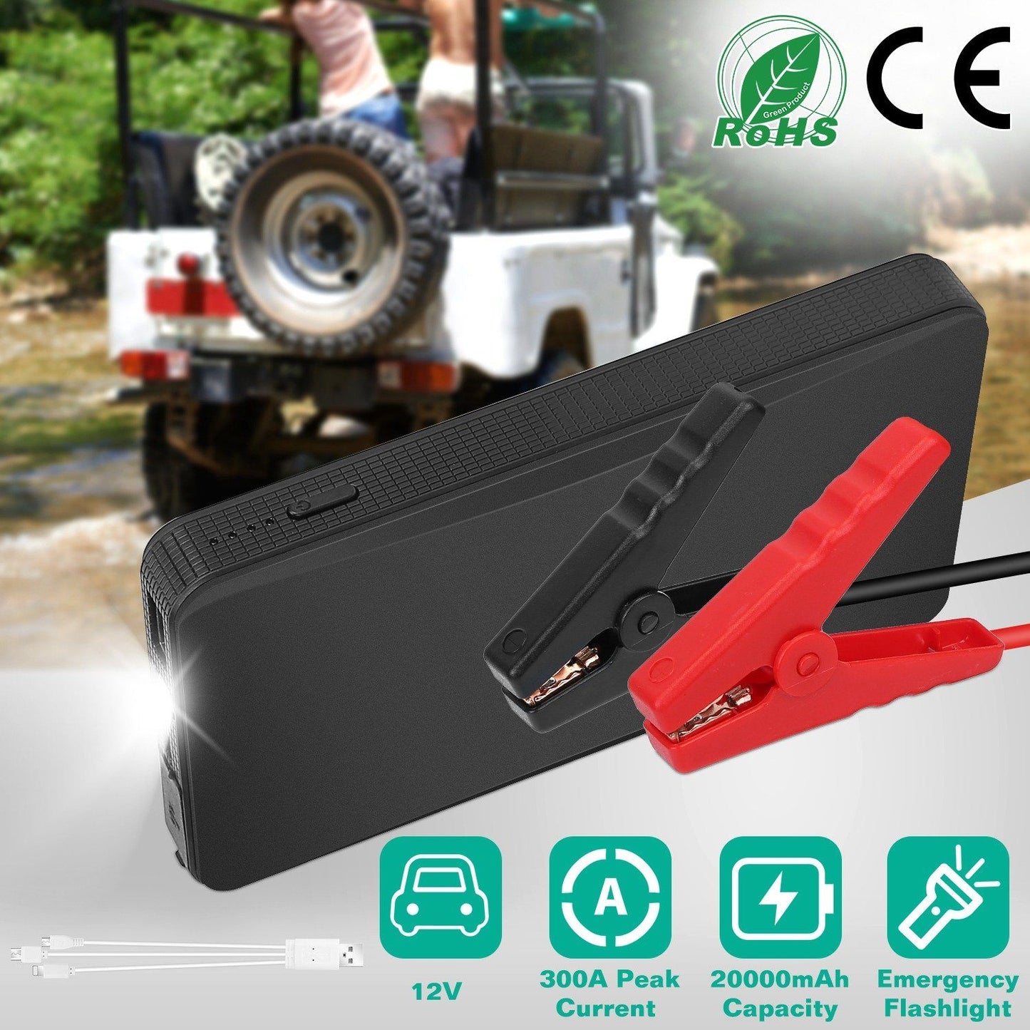 Skorter | 12V Car Jump Starter 300A Top 20000 mAh Battery Charger