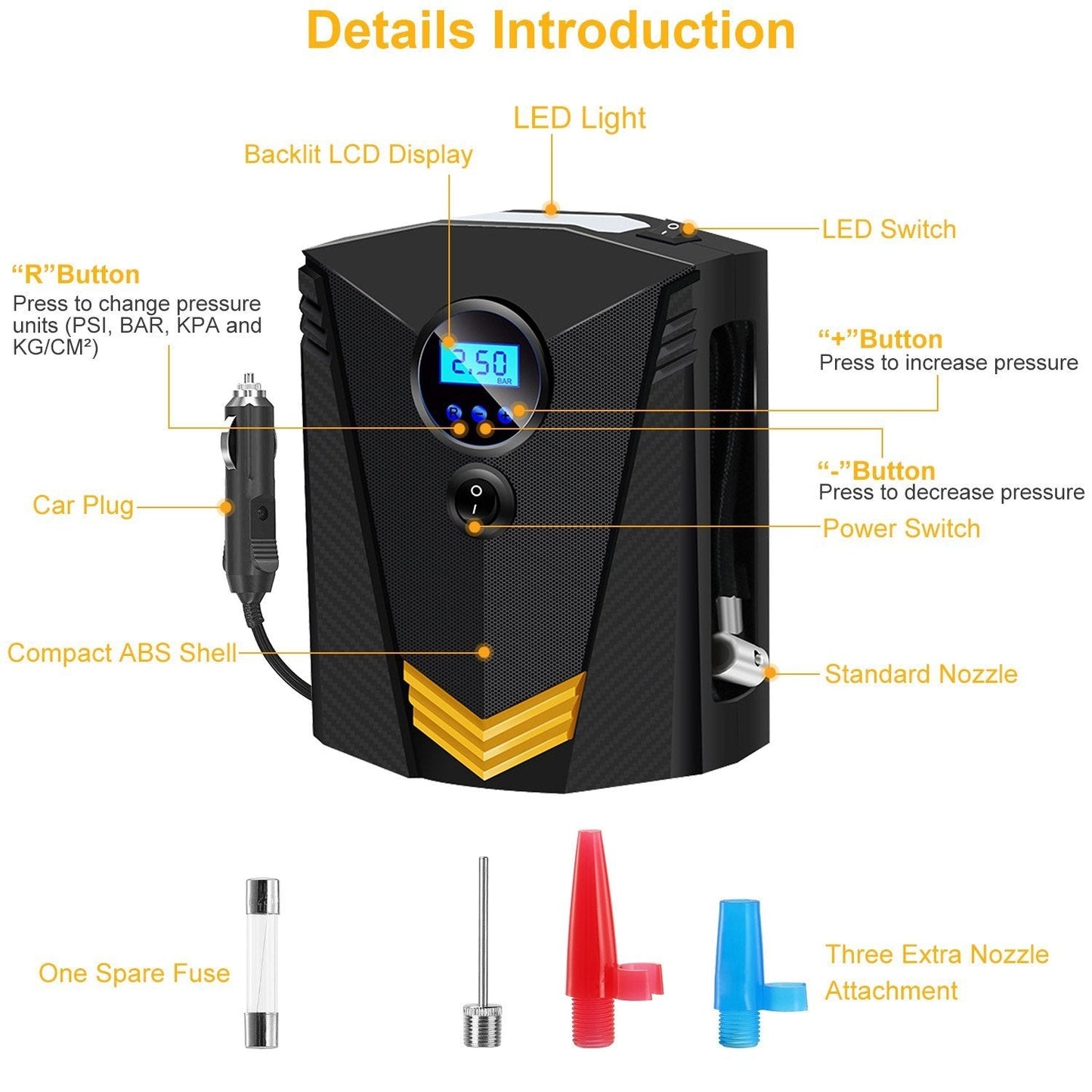 Skorter | 12V DC 100W 150PSI Digital Tire Inflator