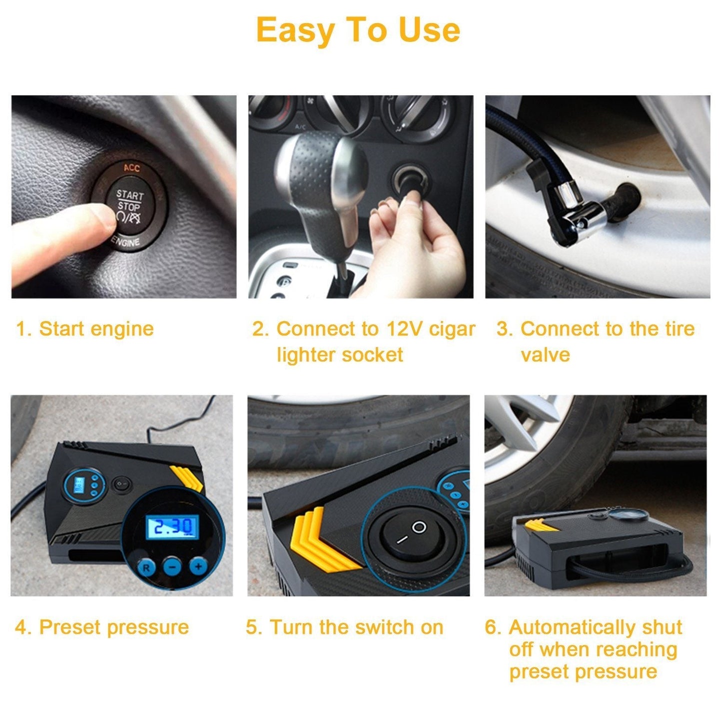 Skorter | 12V DC 100W 150PSI Digital Tire Inflator
