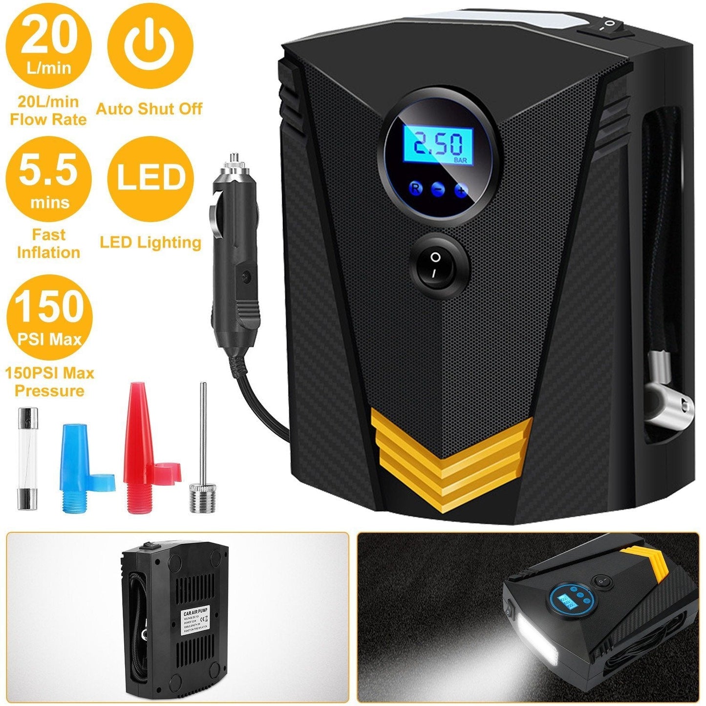 Skorter | 12V DC 100W 150PSI Digital Tire Inflator