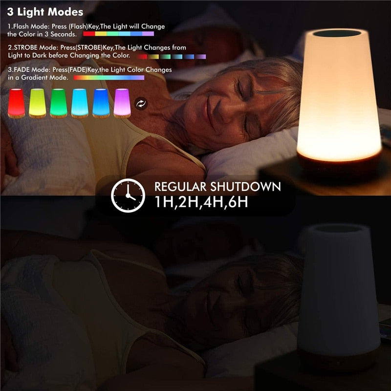 Skorter | 13 Color Changing Night Light RGB Remote Control Touch Dimmable Lamp Portable Table Night Light USB Rechargeable Night Light