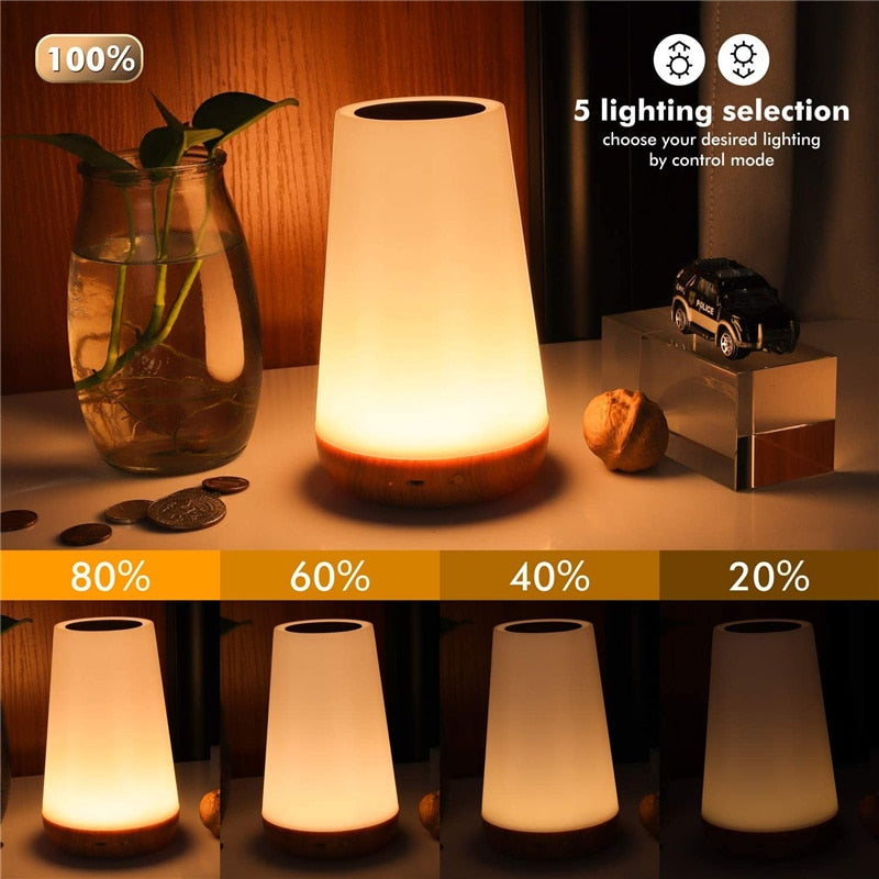 Skorter | 13 Color Changing Night Light RGB Remote Control Touch Dimmable Lamp Portable Table Night Light USB Rechargeable Night Light