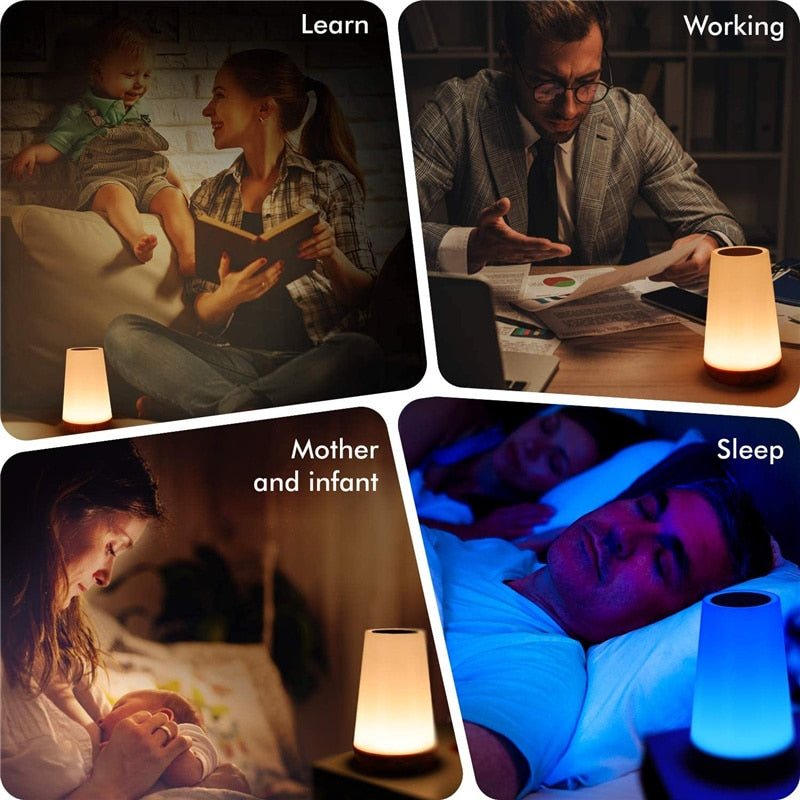 Skorter | 13 Color Changing Night Light RGB Remote Control Touch Dimmable Lamp Portable Table Night Light USB Rechargeable Night Light
