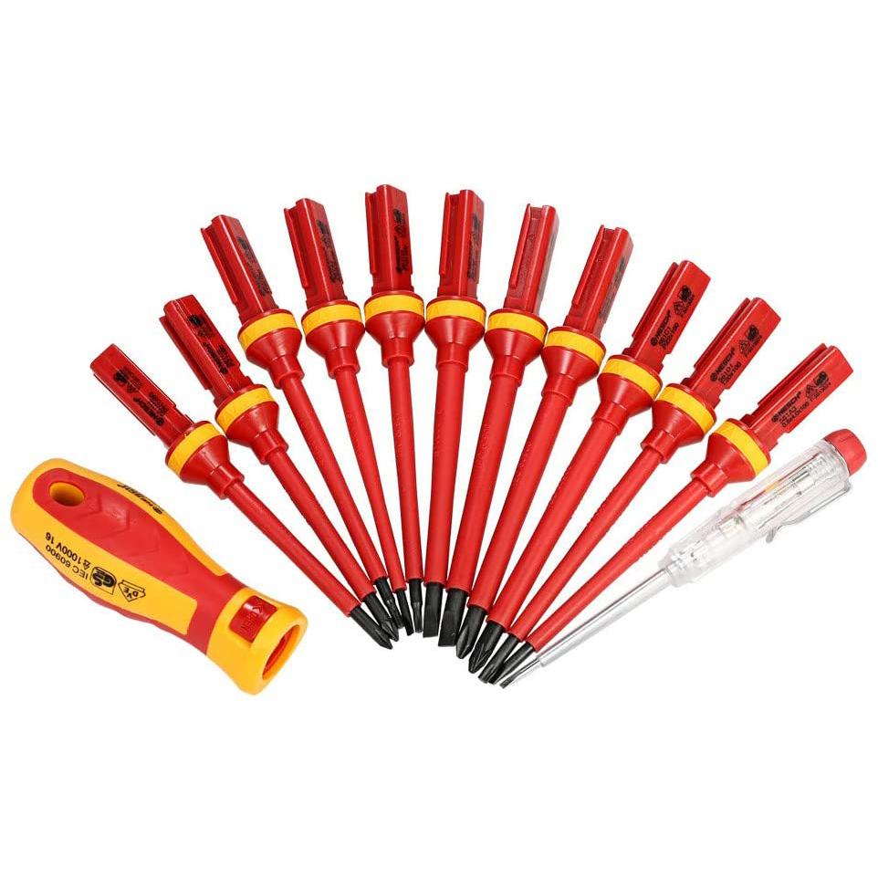 Skorter | 13-Piece: 1000V Replaceable Insulated Screwdriver Set