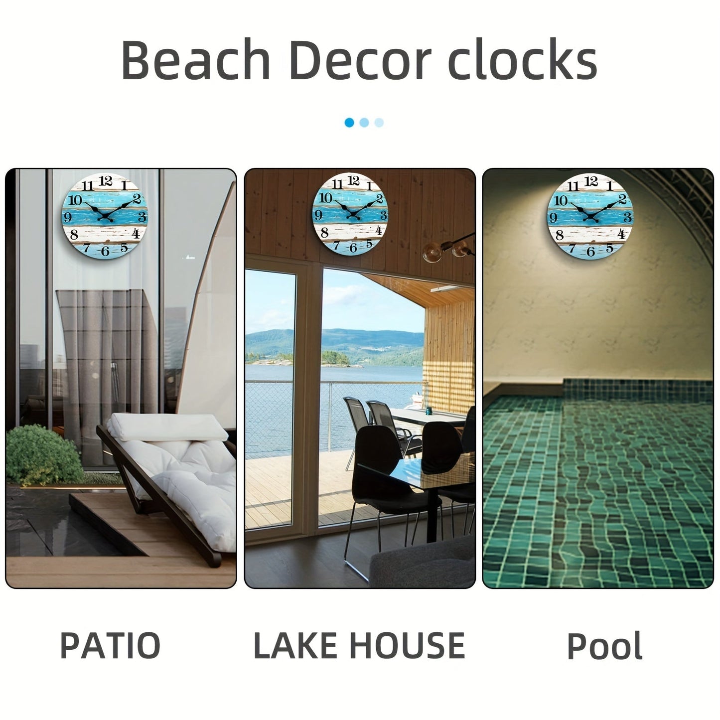 Skorter | Nautical Wall Clock - Silent Round Clock, Blue Theme for Outdoor and Indoor