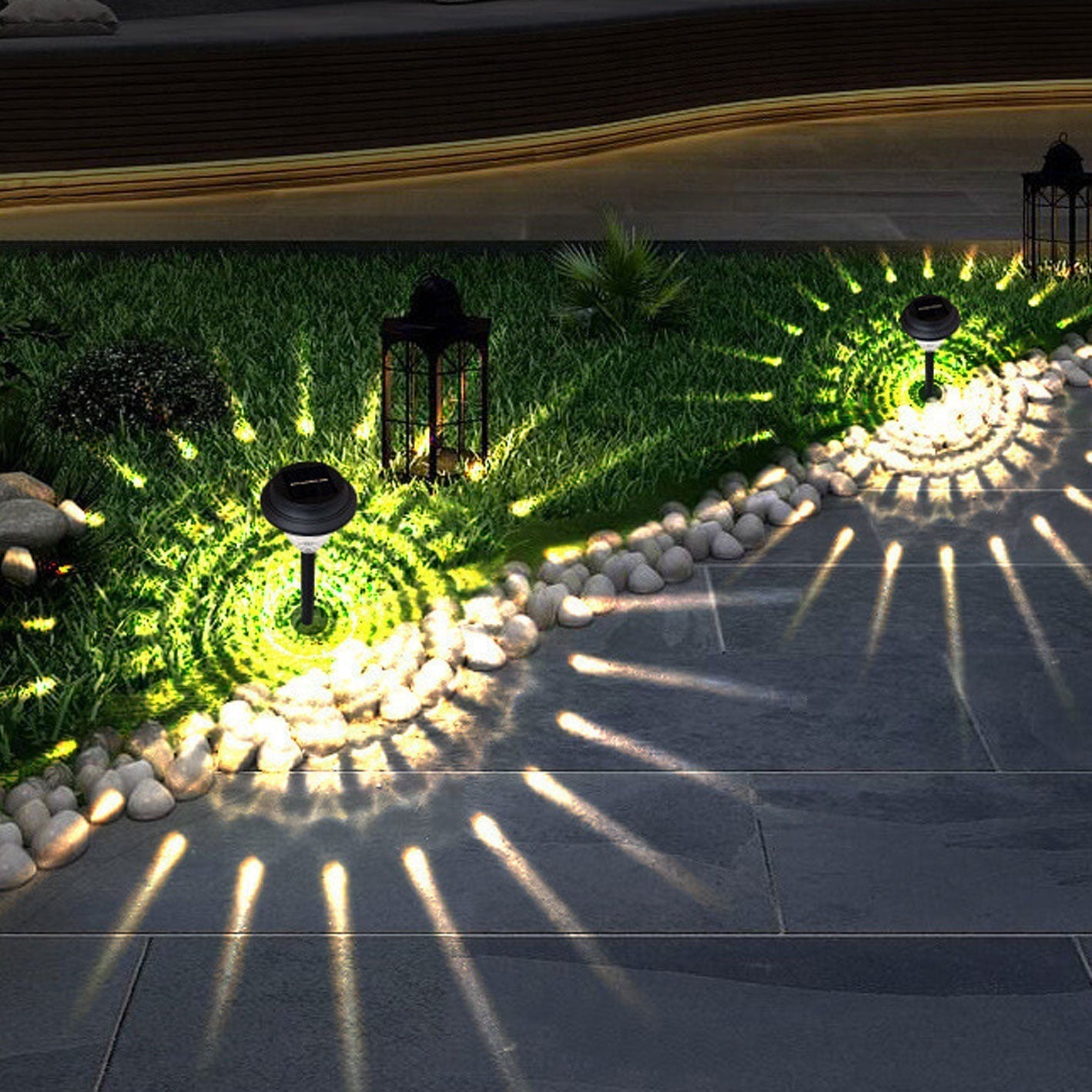 Skorter | Solar waterproof circular divergent light shadow design LED outdoor garden decorative light