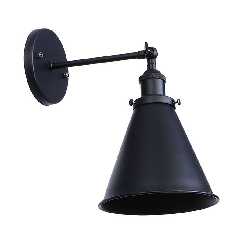 Skorter | Black/Rust 1 Head Wall Lamp Farmhouse Style Wrought Iron Conical Adjustable Wall Light Fixture for Outdoor