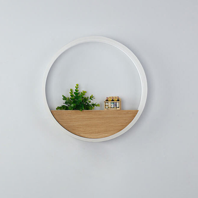 Skorter | Lumoshelf LED Wall Light | Solid Wood with Shelf | Round Wall Lamp | Warm & White Light