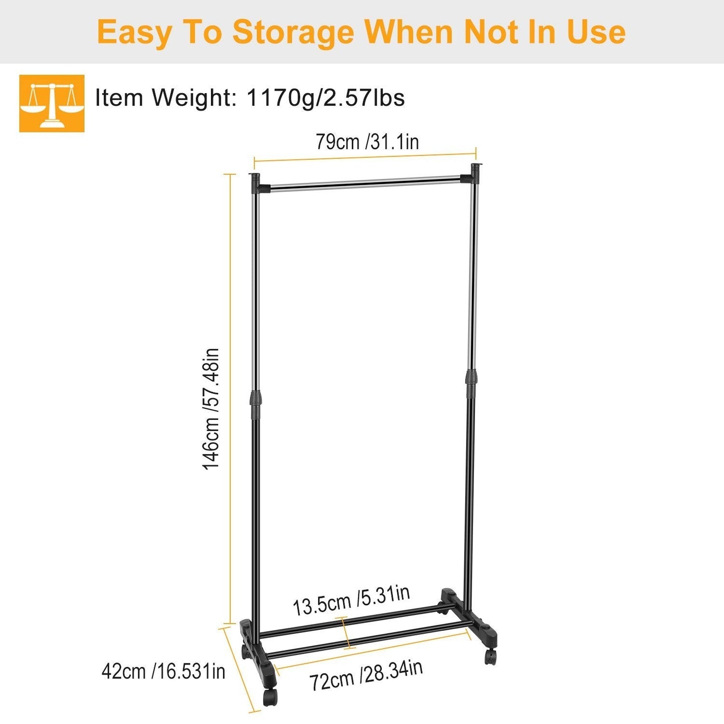Skorter | 15 kg./33 lbs. height-adjustable clothing rack