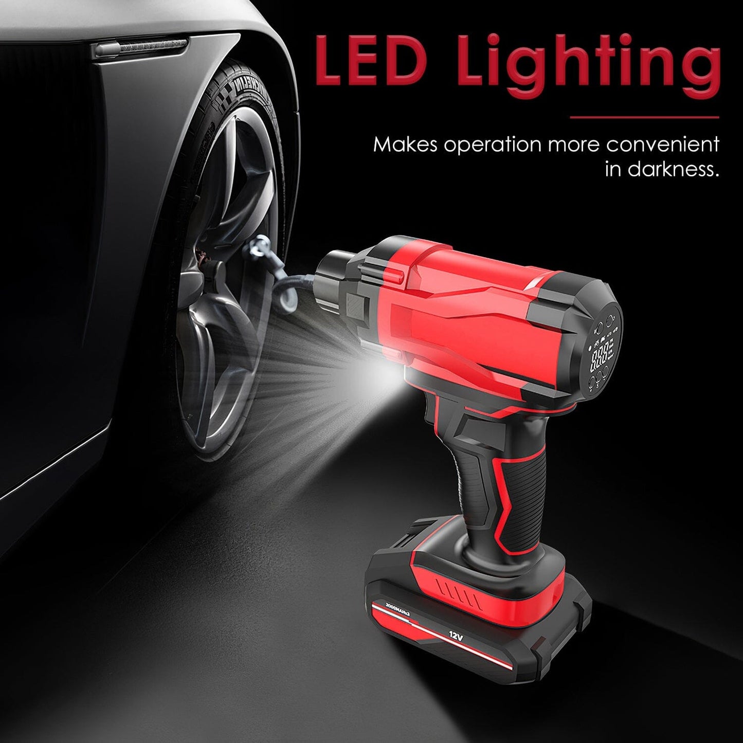 Skorter | 150 PSI 12V Portable Wireless Tire Pump 6000mAh Rechargeable with LED Light