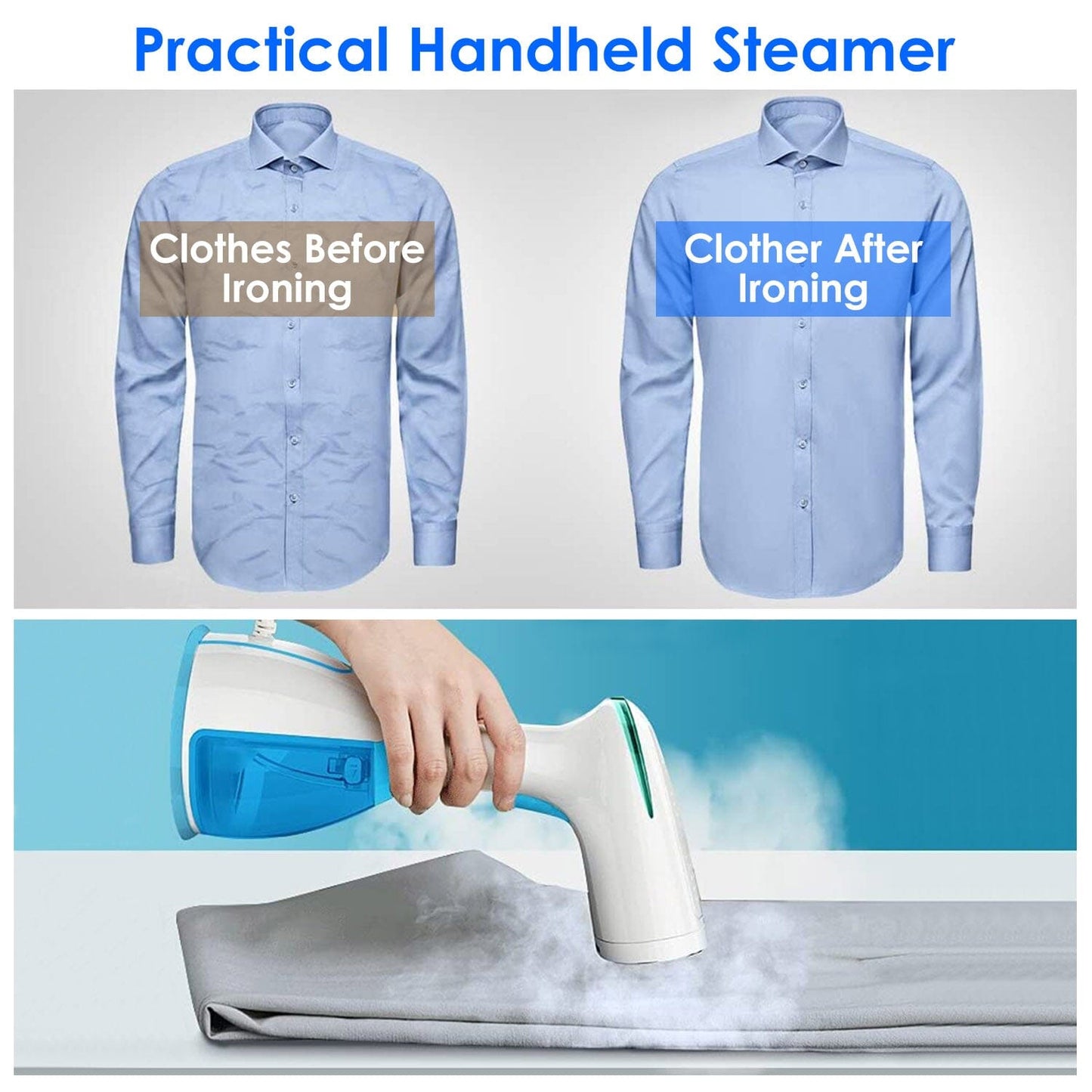 Skorter | 1500W Portable Handheld Clothing Steamer with 2 Brushes