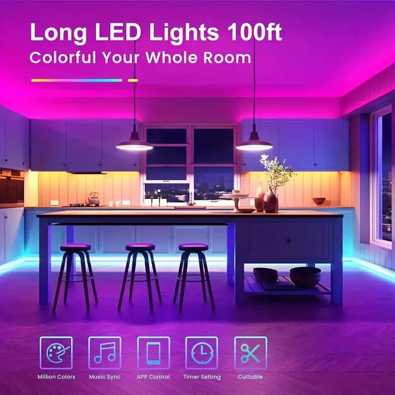 Skorter | 150FT Smart Led RGB LED Light Music Sync Color Changing Light with App