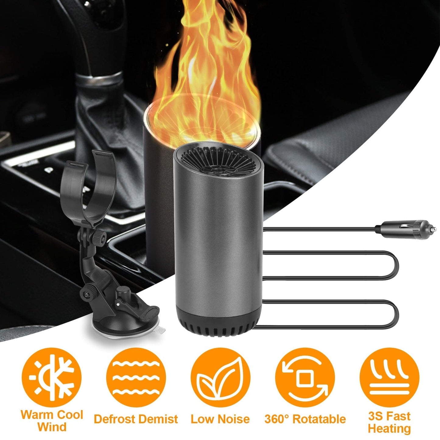 Skorter | 150W Portable Car Heater 2-in-1 Heating Cooling Fan Rotatable Defroster Tinetjener