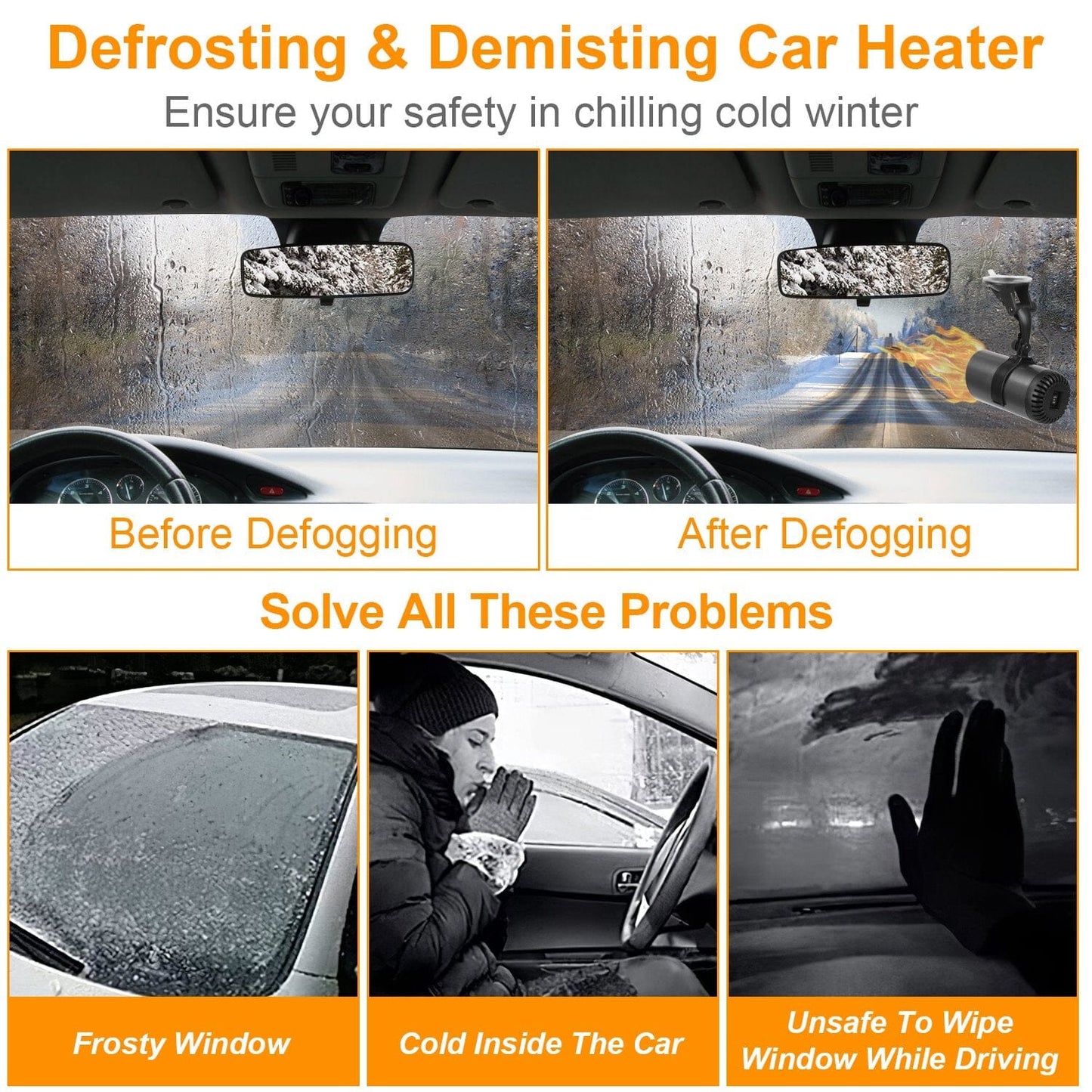 Skorter | 150W Portable Car Heater 2-in-1 Heating Cooling Fan Rotatable Defroster Tinetjener
