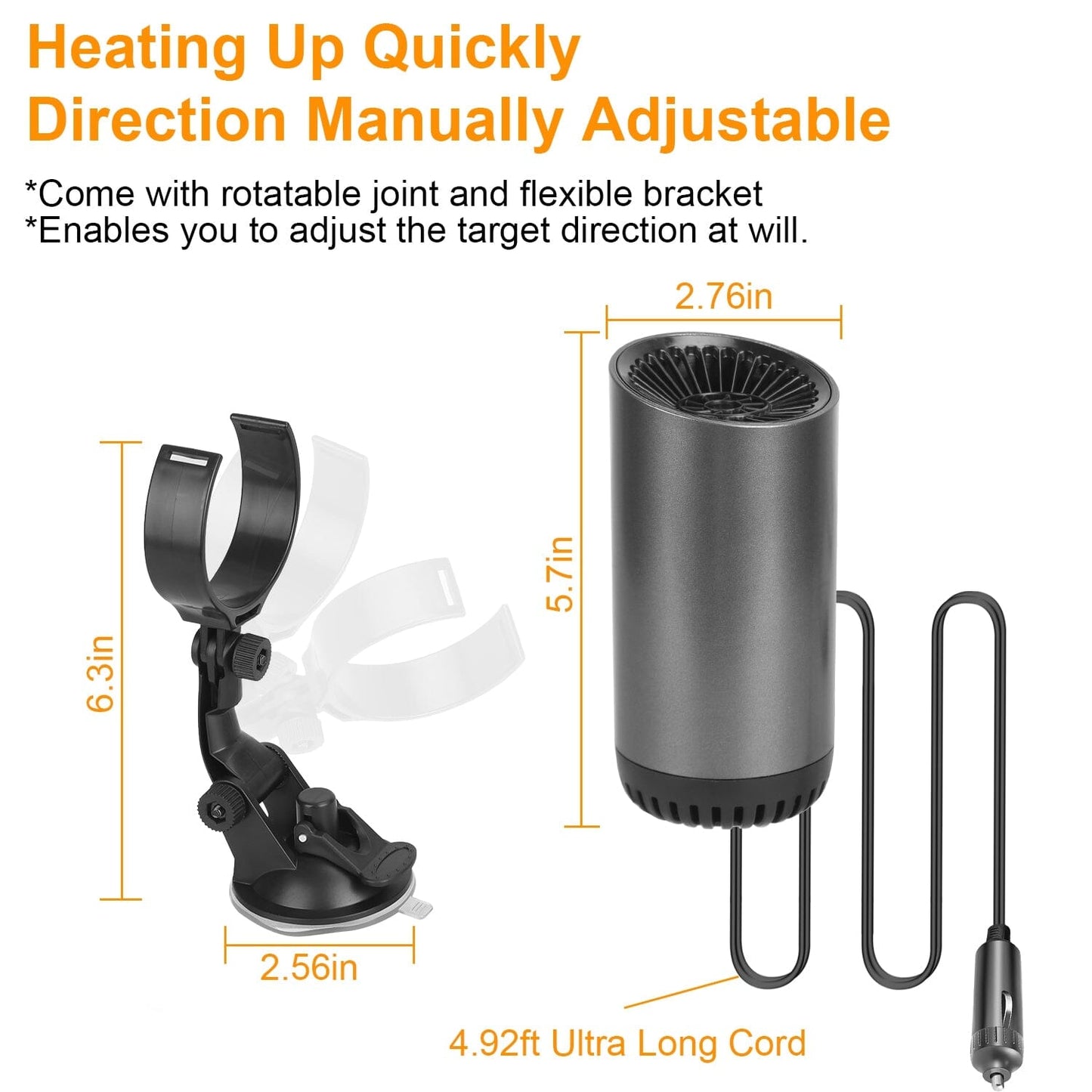 Skorter | 150W Portable Car Heater 2-in-1 Heating Cooling Fan Rotatable Defroster Tinetjener