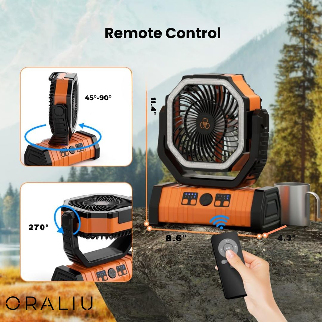 Skorter | 3-in-1 Camping Fan with LED Light & 20000mAh Power Bank – USB Rechargeable & Wireless