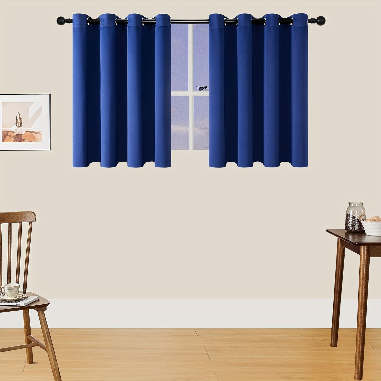 Skorter | Blackout Curtains - 2 Pieces Modern Polyester Curtains with Thermal Insulation and Rings
