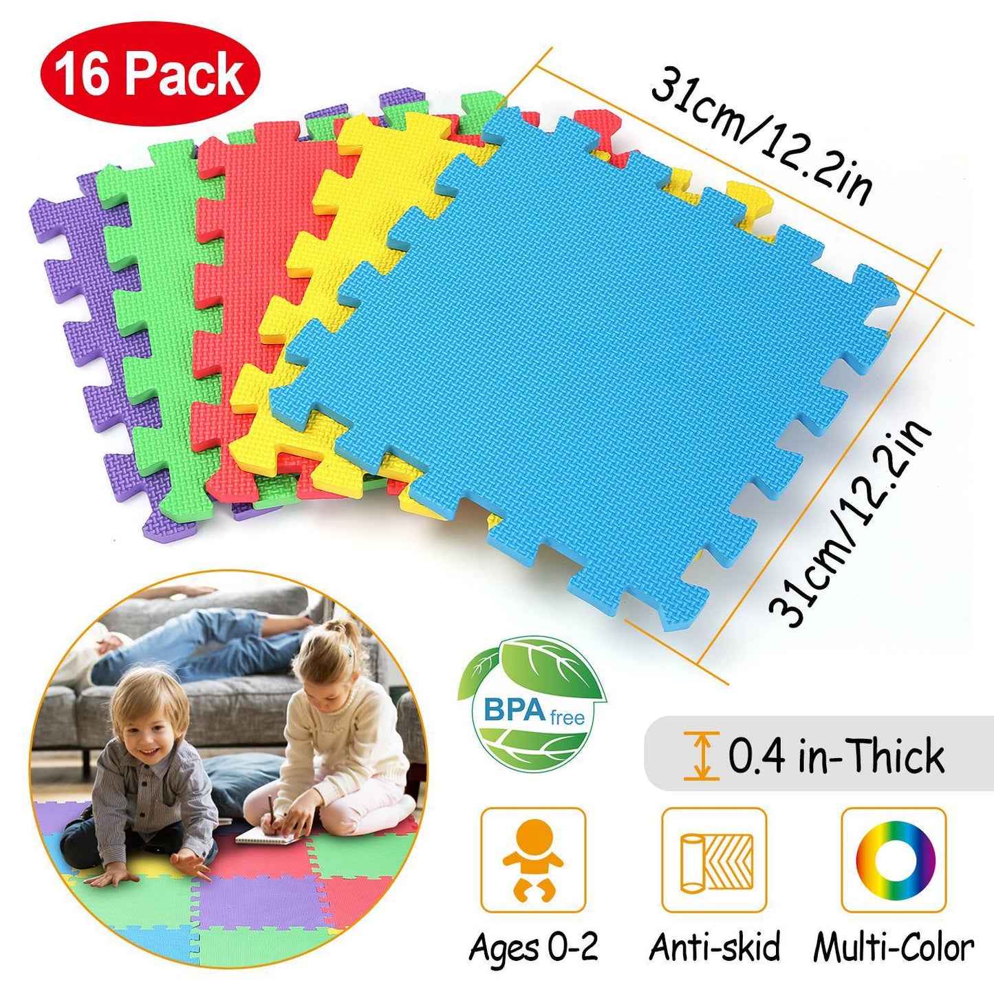 Skorter | 16-Piece: Kids Puzzle Training Mat