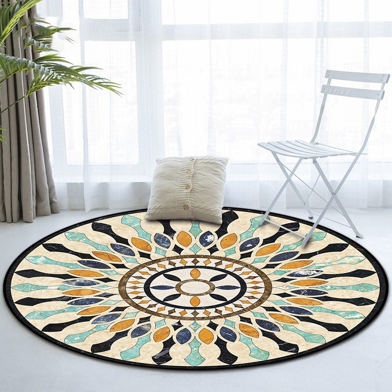Skorter | American tribal pattern rug apricot polyester rug machine washable non-slip rug for bedroom
