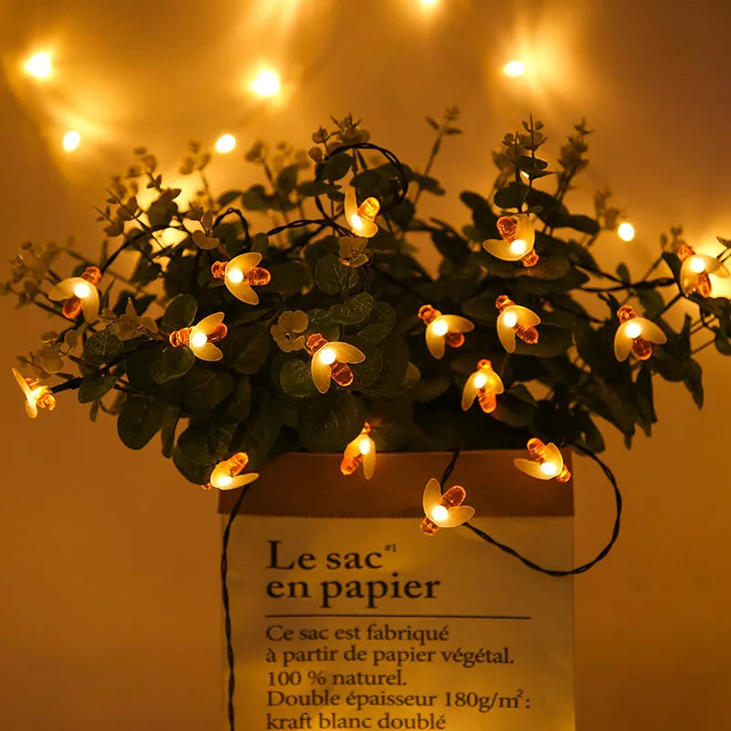 Skorter | Solar String Lights Bee – LED Decorative Lights for Garden & Terrace, Outdoor Lighting with Bee Design
