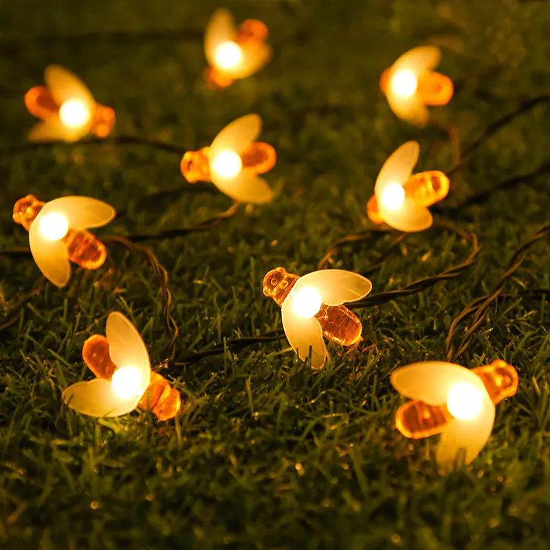 Skorter | Solar String Lights Bee – LED Decorative Lights for Garden & Terrace, Outdoor Lighting with Bee Design