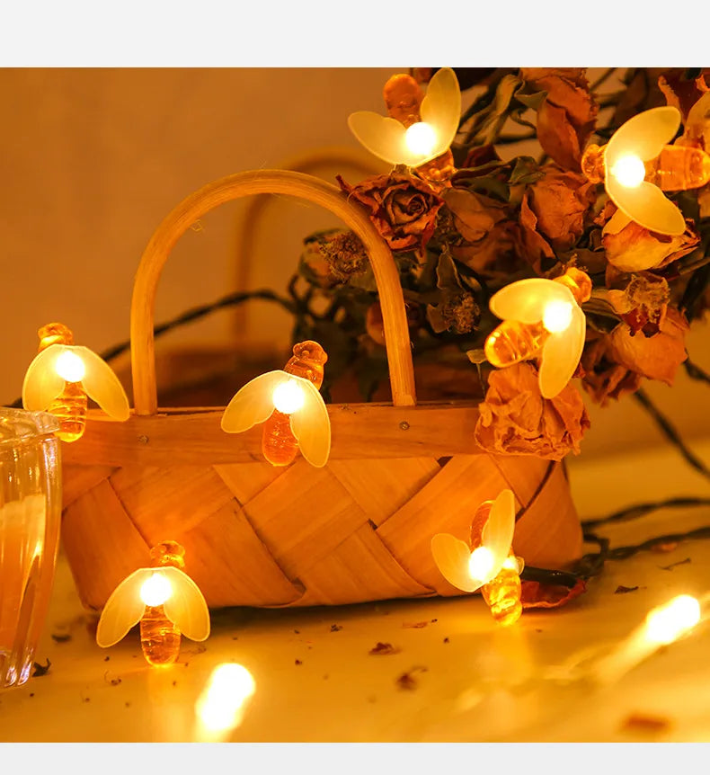 Skorter | Solar String Lights Bee – LED Decorative Lights for Garden & Terrace, Outdoor Lighting with Bee Design