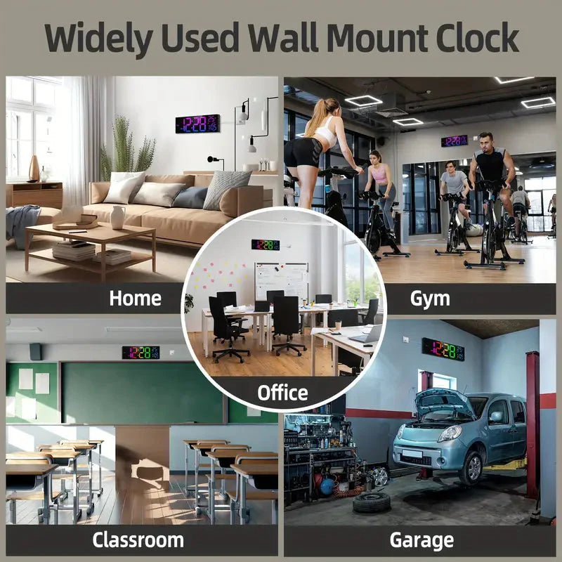 Skorter | 16.2" Large Display Digital Color Changing Wall Clock with Built-in Night Light