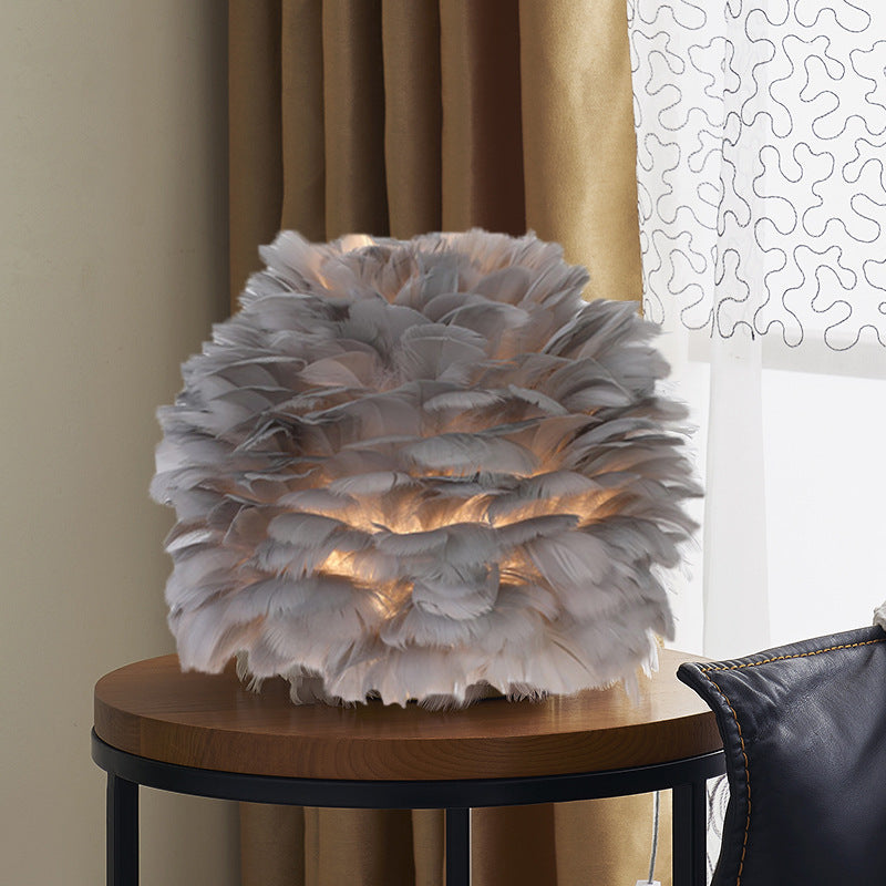 Skorter | Luxury Feather Table Lamp Bedroom or Nightstand Light