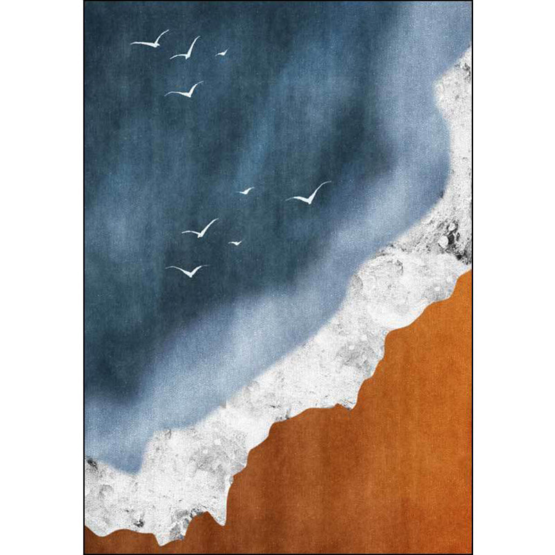 Skorter | Brown and blue contemporary carpet polyester geography pattern carpet washable non-slip backing carpet for living room