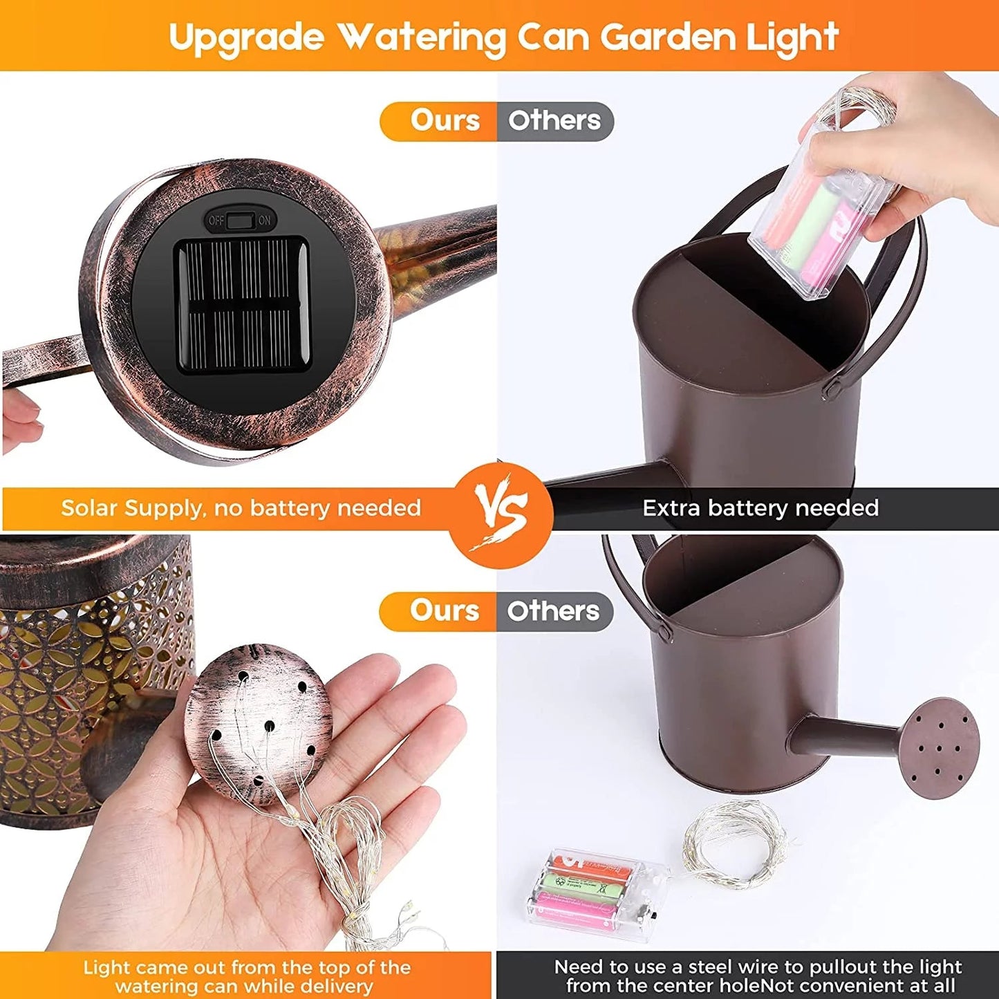 Skørter | Solvannfall Watering Can with Garden Lighting & Shepherd's Pole