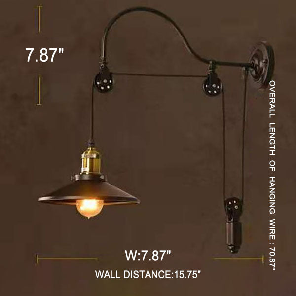 Skorter | Retro Industrial Wrought Iron Light Pulley Wall Sconce Lamp