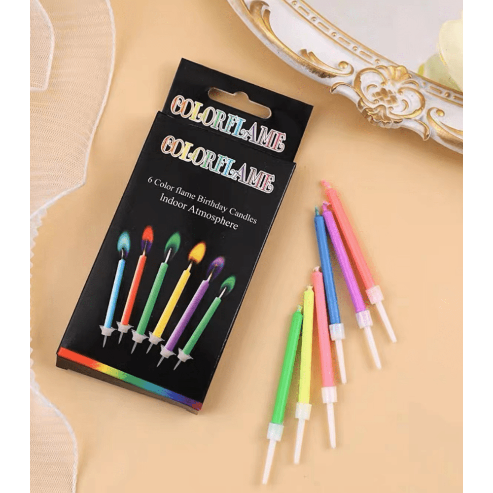 Skorter | Colorflame Birthday Candles With Stand – Vivid Colors For Birthday, Anniversary, Wedding And Celebrations