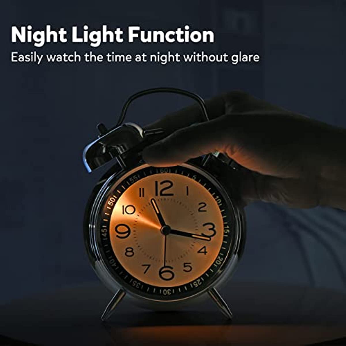 Skorter | RetroBell - Silent Analog Alarm Clock with Backlight