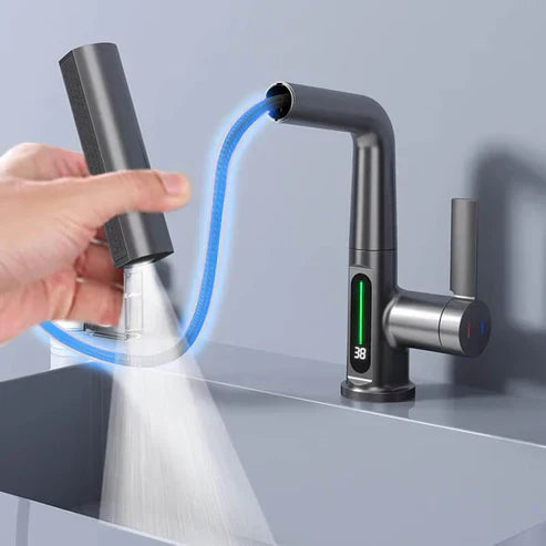 Skorter | WaterMaster Flexible LED Kitchen & Bathroom Faucet – 360° Swivel, Pull-Out Hose & 5 Spray Modes
